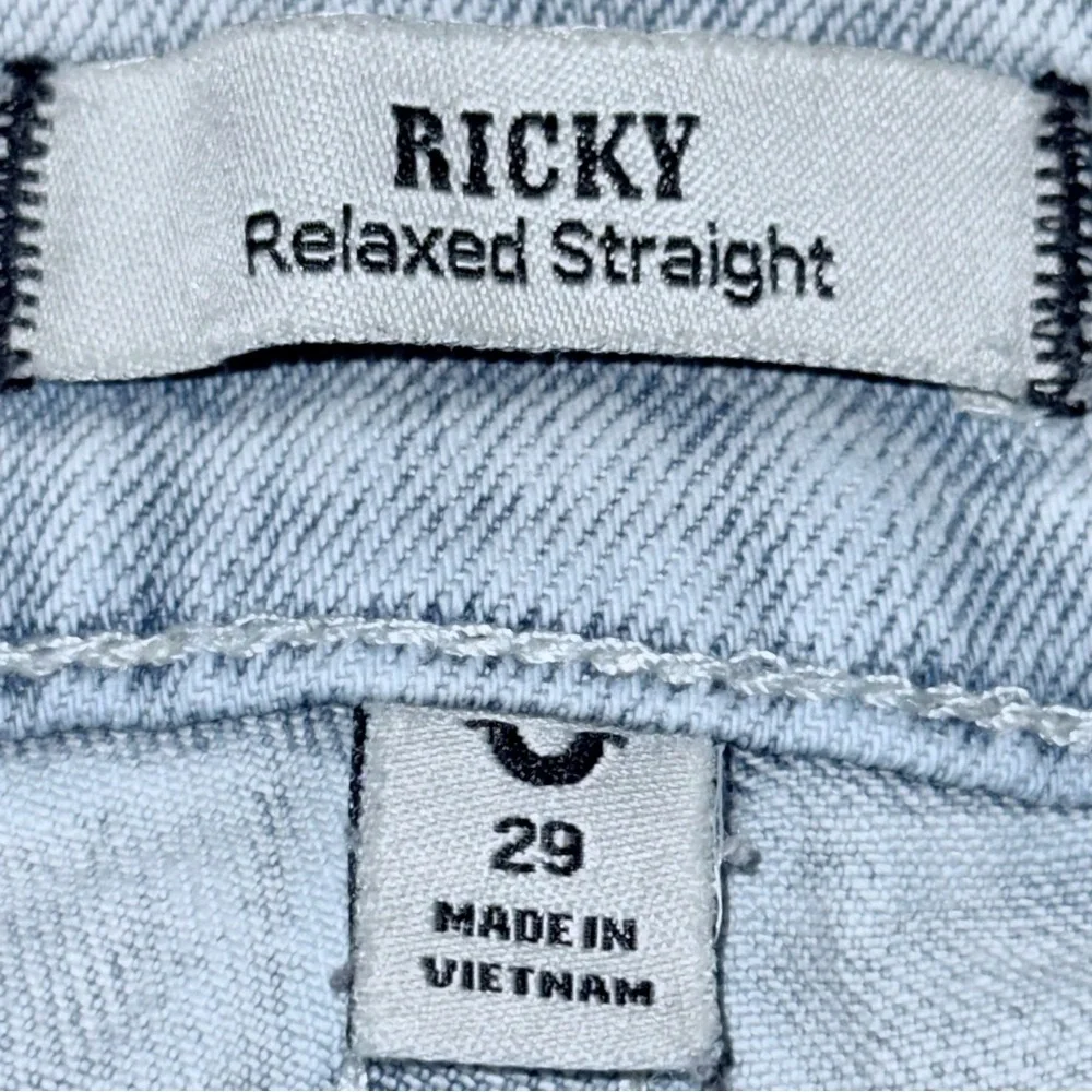 👖🛹 TRUE RELIGION Ricky Relaxed Straight Jeans Light Wash Flap Pocket Men’s Sz 29